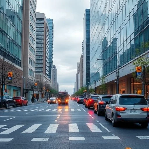 A breathtaking, futuristic vertical farm integrated into a sleek urban building façade with bioluminescent plants and solar panels.